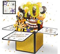 YianHien 70th Birthday Card for Men, 3D Pop Up Birthday Greeting Cards for Dad Mum Husband Male & Female Friend, Black Gold 70th Happy Birthday Decorations Gifts for Him Her Men Women