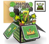 YianHien 7th Birthday Card for Boy, Pixel Gaming Pop Up Birthday Card | 7 Year Old Birthday Card for Grandson, Son, Nephew & Brother, Happy 7th Birthday Gifts for Boys