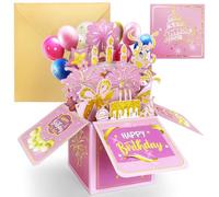 YianHien Birthday Cards for Women & Girls, Pink Happy Birthday Gifts Card for Daughter Granddaughter Mum Wife Sister, 3D Pop Up Birthday Cards for Girls Female Adult UK, Sweet Birthday Gifts for Her