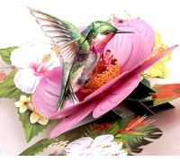 YianHien Pop Up Birthday Card Hummingbird Hibiscus, Birthday Gifts Cards for Women Mum Wife Auntie Daughter Special Friend Female UK, Anniversary Card Gifts, Thank You Get Well 3D Mothers Day Cards
