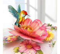 YianHien Pop Up Birthday Cards for Women, Hummingbird Pink Floral Happy Birthday Gifts Card for Women Female Ladies UK, Wedding Anniversary Card for Wife, Greeting Cards Valentine's Day Mothers Day