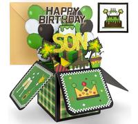 YianHien Son Birthday Cards, 3D Pop Up Birthday Card for Son from Mum Dad, Pixel Gaming Themed Birthday Greeting Cards for Boys, Happy Birthday Decoration Gifts for Him with Notecard & Envelope