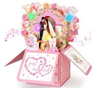 YianHien Wedding Card, 3D Musical Wedding Card for Bride and Groom, Just Married Wedding Gifts, Pop Up Congratulations Card with Light & Music