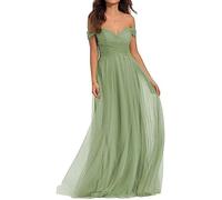 YIANN Bridesmaid Dresses A Line Strapless Tulle Maxi Elegant Long Evening Party Gowns for Women Sage Green UK12