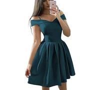 YIANN Homecoming Dress Spaghetti Strap Sleeveless Maid of Honor Gowns for Juniors Short Mini Skirt with Pockets Teal UK12