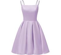 YIANN Lilac Homecoming Dresses 2024 for Juniors A Line Summer Satin Bridesmaid Dress Knee Length Ball Gown UK12