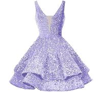 YIANN Lilac Homecoming Dresses 2024 Sparkly Sequin Birthday Party Gown for Girls Knee Length Prom Cocktail Dress UK20