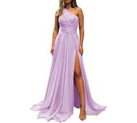 YIANN Maid of Honor Gowns for Women One Shoulder Ruched Wedding Guest Evening Gown Lilac UK10