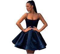 YIANN Plus Size Short Homecoming Dresses with Pockets for Juniors Spaghetti Straps Formal Party Dress A Line Prom Gowns Navy Blue UK26