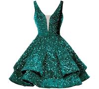 YIANN Sparkly Sequins Homecoming Dresses 2025 Sweet 16 Birthday Party Gown Short Prom Dress for Teens Peacock UK16