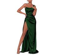 YIANN Wedding Cocktail Dresses Sexy Mermaid One Shoulder Long Elegant Formal Prom Evening Gowns for Women with Slit Green UK6