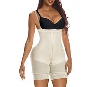 YIANNA Fajas Colombianas High Compression Shapewear for Women Tummy Control Bodysuit Butt Lifter Body Shaper Zip Crotch Beige L 7257