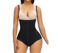 YIANNA Fajas Colombianas Shapewear for Women Tummy Control Bodysuit Body Shaper Post Surgery Compression Garment Zip Crotch Black 3XL 7273