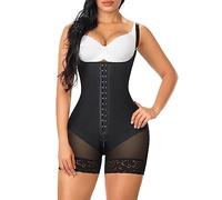 YIANNA Fajas Colombianas Shapewear for Women Tummy Control Bodysuit High Compression Body Shaper Zipper Crotch Post Surgery Garment Black XL 7260