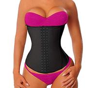 YIANNA Latex Long Torso Waist Trainer for Women Tummy Control Underbust Waist Cincher Corset Body Shaper, 1-black, XS