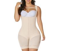 YIANNA Shapewear for Women Tummy Control Full Body Shaper Fajas Colombianas Bodysuit Butt Lifter Post Surgery Zipper Crotch, UK-YA7289-Beige-2XL