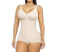 YIANNA Shapewear Tummy Control Body Shaper for Women Postpartum Fajas Colombianas Compression Garment,UK-YA7510-Beige-S