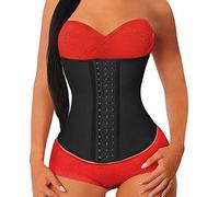 YIANNA Waist Trainer for Women Latex Steel Boned Corset Sport Tummy Control Body Shaper Cincher Shapewear Belt Black M U37G