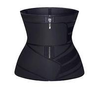 YIANNA Waist Trainer for Women Latex Underbust JSculpt Double Training Belt Workout Sport Girdle, C-black (Double Straps), Large