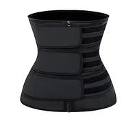 YIANNA Waist Trainer for Women Latex Underbust JSculpt Double Training Belt Workout Sport Girdle, D-black (Triple Straps), Medium