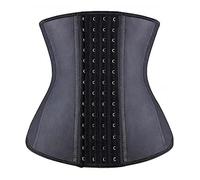 YIANNA Waist Trainer for Women Latex Underbust Waist Corsets Cincher Hourglass Body Shaper 4 Hooks, Black, XXL