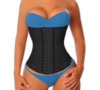 YIANNA Waist Trainer Women Body Shaper Long Torso Tummy Control Corset for Sport Cincher Latex Shapewear Slimming Trimmer Black 110688 S