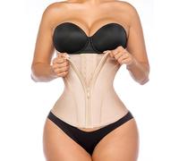 YIANNA Waist Trainer Women Body Shaper Tummy Control Shapewear Corset Underbust for Cincher Latex Zipper Hooks,UK-YA2231-Beige-S