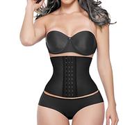YIANNA Waist Trainer Women Tummy Control Body Shaper Corset Latex Short Torso 9 Steel Boned Cincher for Trimmer Belt Girdle Black 110206 M