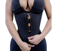 YIANNA Zip Waist Trainer for Women Latex Cincher Corset Tummy Control Body Shaper Training Workout Girdle Shapewear Black 2219 S