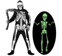 Yi'antai Skeleton Costume Children, Halloween Costume Skeleton Glows in the Dark with Scythe, Grim Reaper Costumes for Boys Girls, Reaper Costume for Halloween Carnival (XL: 12-15 Years)
