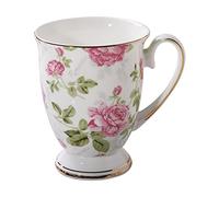 Yianyal Bone China Mugs Floral, 300 Ml Bone Porcelain Classic Breakfast Cup, Euro Style Art Tea Cup Coffee Mug, Flower Cups, Tea Cups, China Porcelain Cup for Tea Coffee Cappuccino