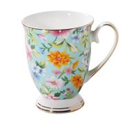 Yianyal Bone China Mugs Floral, 300 Ml Bone Porcelain Classic Breakfast Cup, Euro Style Art Tea Cup Coffee Mug, Flower Cups, Tea Cups, China Porcelain Cup for Tea Coffee Cappuccino