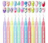 Yianyal Nail Paint Pen | Vibrant Colors Smudge-proof Quickly Drying Nail Painting Pen | Precision Painting 12x Polish Sticks Liquid Waterproof for Women