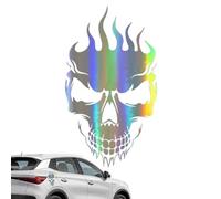 Yianyal Skull Stickers and Decals - Reflective Skull Design Car Sticker Waterproof,Precision-Cut Back Adhesive Skull Decor, Decorative Stripe Decoration for Laptop, Refrigerator