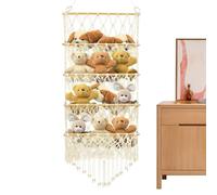 Yianyal Stuffed Animal Storage Over The Door - Boho 4-Layer Stuffed Toy Mesh Hammock Organizer,Plush Toy Hangable Mesh Hammock - for Bedroom Nursery Living Room Dormitory Apartment Kindergarten