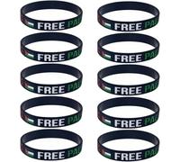 YIANZZ 10 Pack Palestine Flag Bracelets, Rubber Silicone Wristbands for Men&Women, Freedom for Palestinians, Stand with Palestine Bracelet