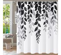 YiarTaan Shower Curtain,Black Shower Curtains for Bathroom Watercolor Leaf Shower Curtain Black Eucalyptus Shower Curtain Sets Floral Botanical Shower Curtain Plants Decor 72x72 with Hooks
