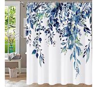 YiarTaan Shower Curtain Blue Eucalyptus Shower Curtains for Bathroom, Watercolor Leaf Shower Curtain Sets Waterproof Plant Shower Curtain Leaves Fabric Cloth Bathroom Curtains 72x72 inch with Hooks