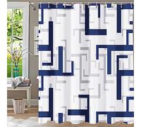 YiarTaan Shower Curtain,Modern Geometric Blue Shower Curtain,Shower Curtains for Bathroom,Textured Fabric Waterproof Shower Curtain Sets with 12 Hooks,Abstract Cloth Bath Curtain 72 x 72 inch