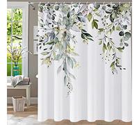 YiarTaan Shower Curtain, Shower Curtains for Bathroom Sage Green Eucalyptus Shower Curtain Watercolor Plant Bathroom Curtain Leaves Botanical Shower Curtain Set 72" W x 84" L with Hooks