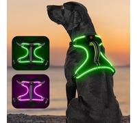 YIAZIM Light Up Dog Harness No Pull LED Dog Harness with Handle Rechargeable Reflective Dog Harness Comfortable 4 Point Adjustable Lighted Dog Vest Harness for Small Medium Large X-Large Dogs