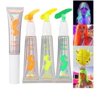YIBABY Pack of 3 Magic Semi Permanent Hair Colour, Glow in Dark UV Neon Hair Gel Set, Light Washable Hair Colour Comb Hair Makeup for Party, Halloween, Christmas (Green + Orange + Yellow, 3 Pieces)