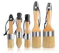 YiBaiBrush Chalk Paint Brush, 5 Pack Paint Brush Set, Small Paint Brushes for Decorating Furniture, Natural Bristle Round Brush for All Painting and Waxing