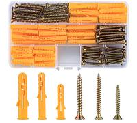 Yibaijia 110 Pcs Screws And Wall Plugs Set，M6 M8 Wall Plugs And Screws | 55 x Masonry Screw, 55 x Expansion Anchor Bolts,for Brick Concrete Drywall Self Tapping Screw and Wall Plug
