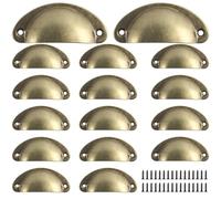 Yibaijia 16 Pcs Shell Cup Handles, Vintage Drawer Pull Handles, Semi Circle Retro Kitchen Cupboard Door Handle and Knobs, Furniture Cabinet Dresser Door Knobs with Screws-Retro Yellow
