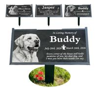 Yibairui Black Granite Pet Memorial Stone for Dog or Cat Loss | Engraved Garden Tombstone Headstone for Outdoor Yard Grave Marker with Iron Stand