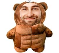 Yibairui Personalized Plush Toy, Custom Stuffed Animals Bear Face Photo, Funny Bed Sofa Home Decor, Gifts for Dads, Moms, Kids, Boyfriends and Girlfriends (Brown)