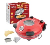 YIBAKE Electric-Pizza-Oven, 31cm Refractory Pizza Stone, 1200W Countertop-Pizza-Maker, 4-Min-Pizza in Pizza Maker, Dual Temp control, with Pizza Peels & Scraper Red