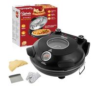 YIBAKE Pizza-Oven-Electric, 31cm Refractory Pizza Stone, 1200W Countertop-Pizza-Maker, 4-Min-Pizza in Pizza Maker, Dual Temp control, with Pizza Peels & Scraper Black