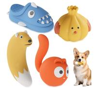 Yibang 4Pcs Latex Squeaky Dog Toys - Puppy Companion and Retrieval Toy | Pets Chewable, Boredom-Busting Interactive Toys, Cartoon Animal Shaped Safe Pet Toy for Puppy Small Medium Canine